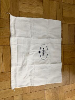 Prada White Dust Bag with Navy Logo